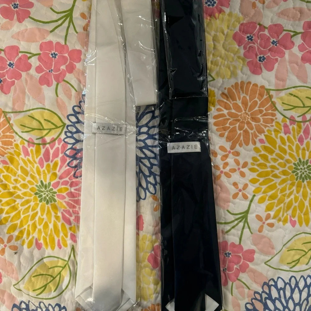 New mens Azazie navy and white ties 62”